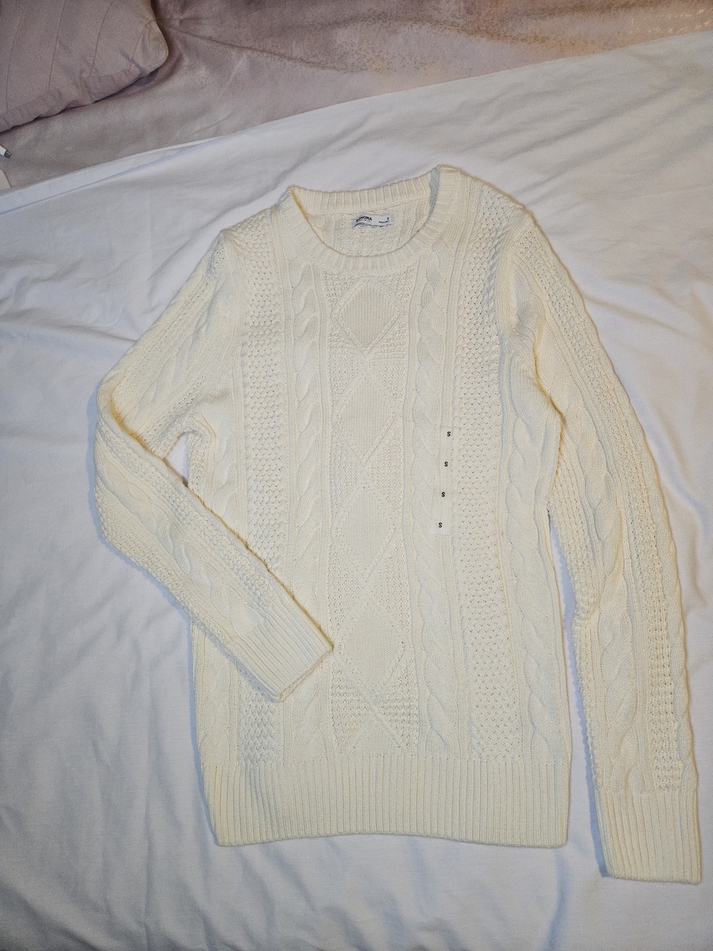 Cream Cable Knit Crew Sweater